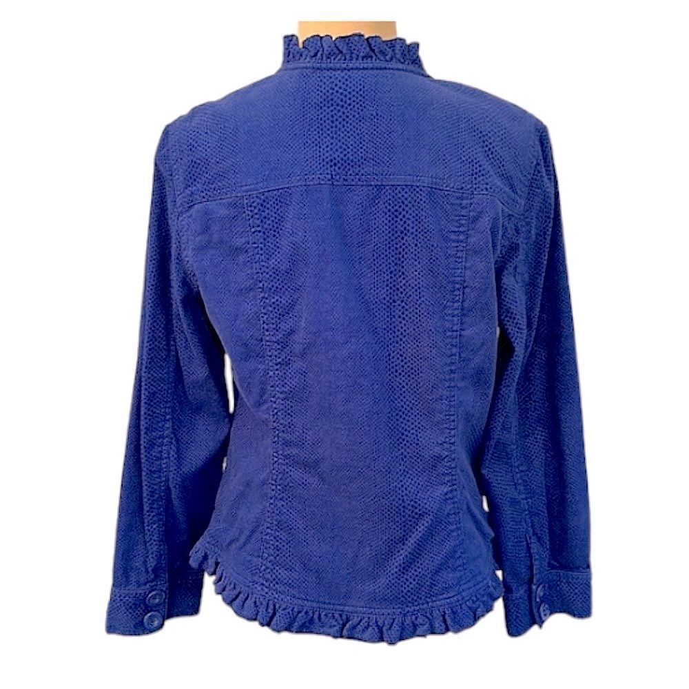 Chico's Corduroy Jacket Size 1 (8) Snake Print Stretch Ruffled - Picture 3 of 15